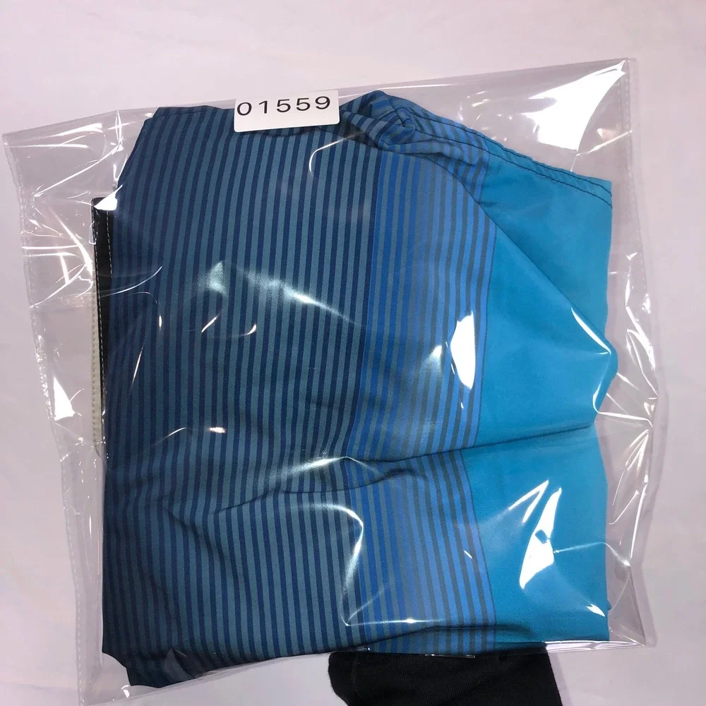 Bombora Mens XL Blue Ombre Striped Board Shorts Stretch Swim Trunks Pocket